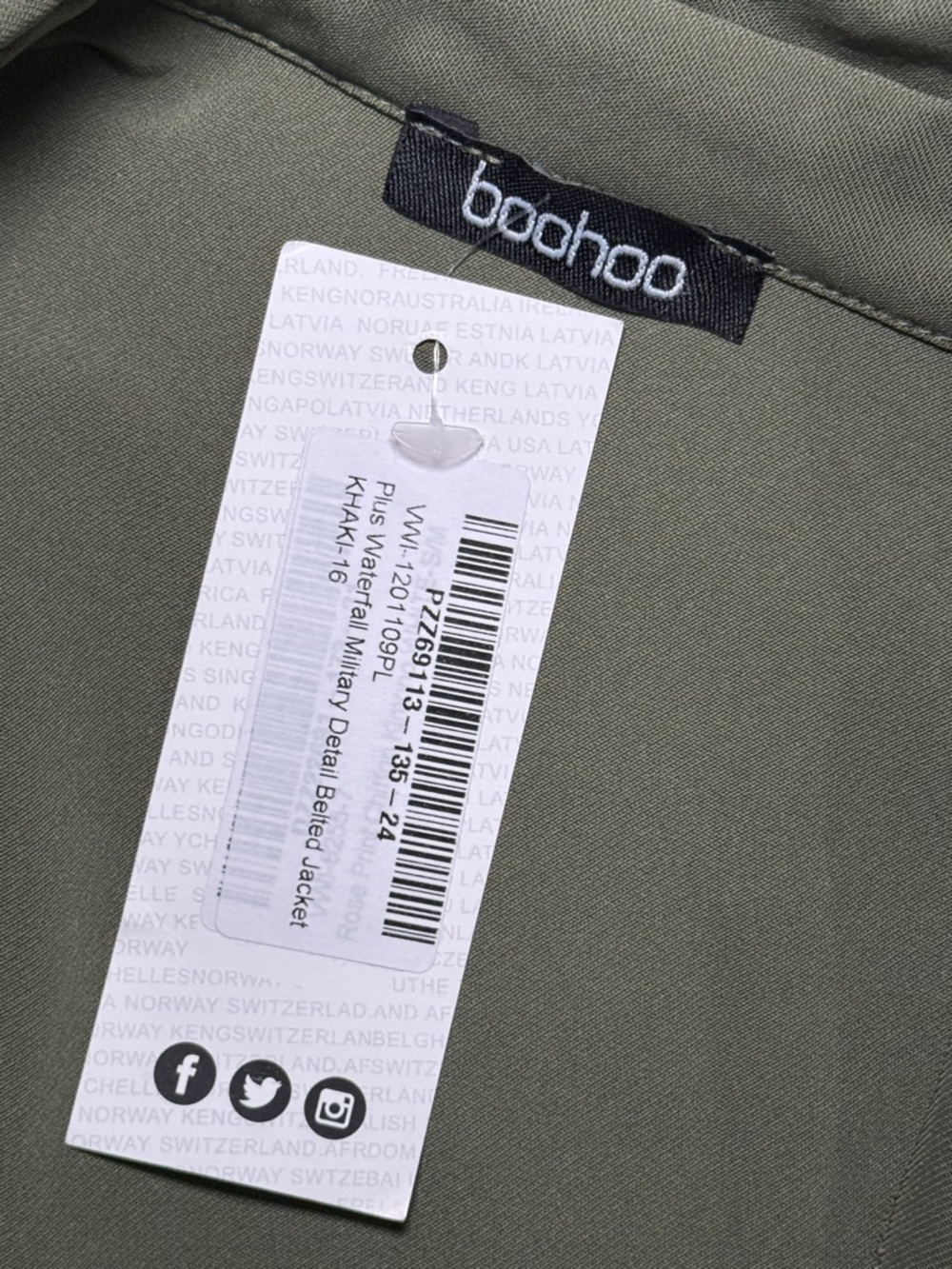 Boohoo Olive Green Waterfall Trench - Picture 3 of 4